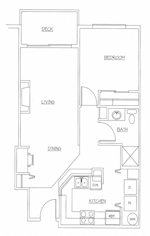 Unit D (1 Bed, 1 Bath)